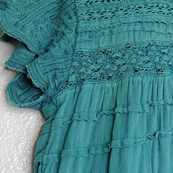 Sundance Aria 100% Cotton Sz XXS Lace Ruffle Boho Tiered Short-Sleeve Top - Picture 10 of 16